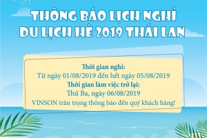 VINSON THÔNG BÁO DU LỊCH HÈ 2019